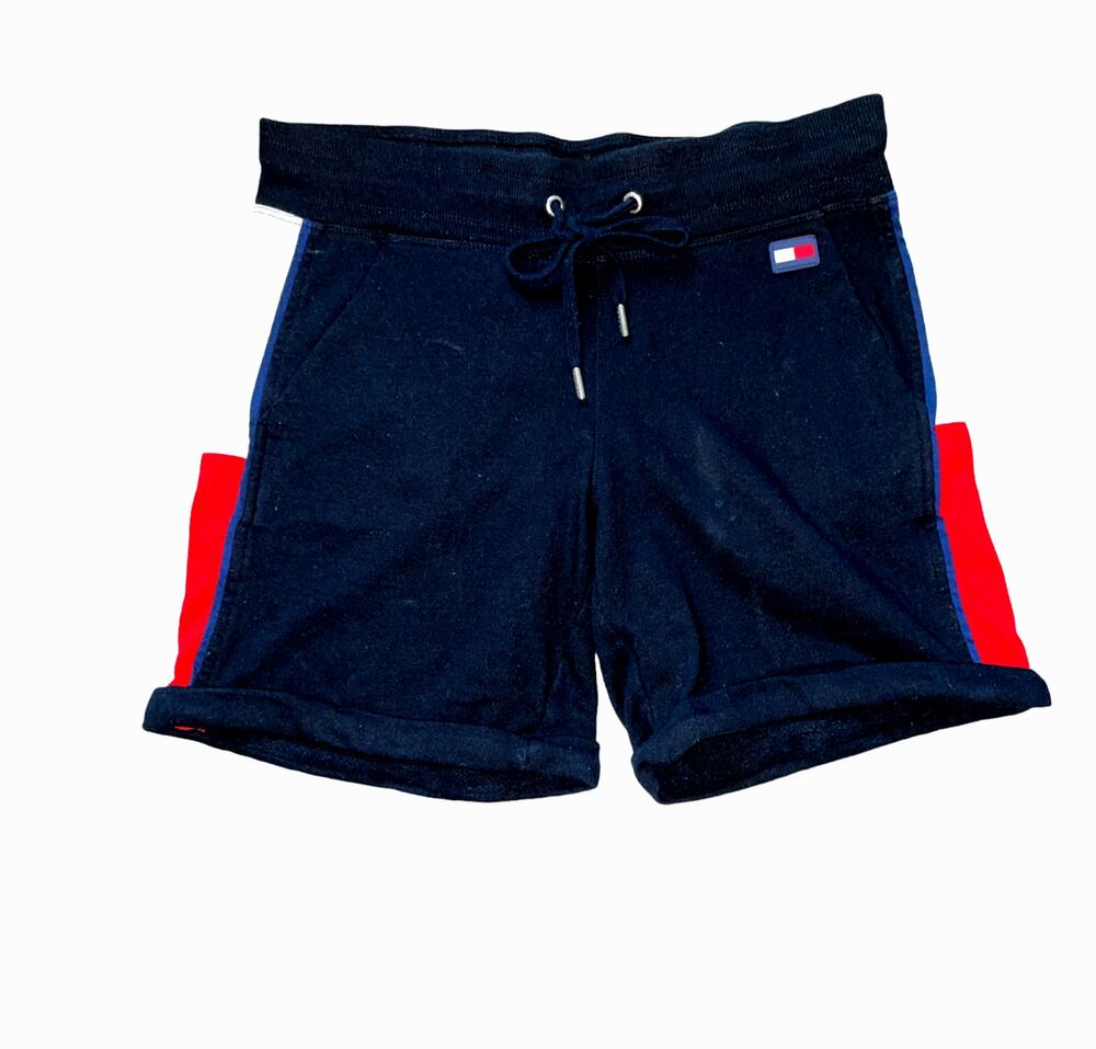 Tommy Hilfiger Sport Black Knit Roll Hemmed Drawstring Shorts size Small